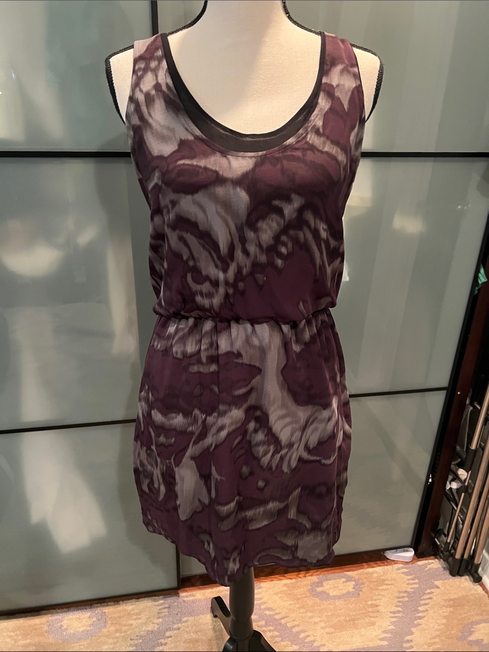 Robert Rodriguez Purple Printed Sleeveless Mini Dress
